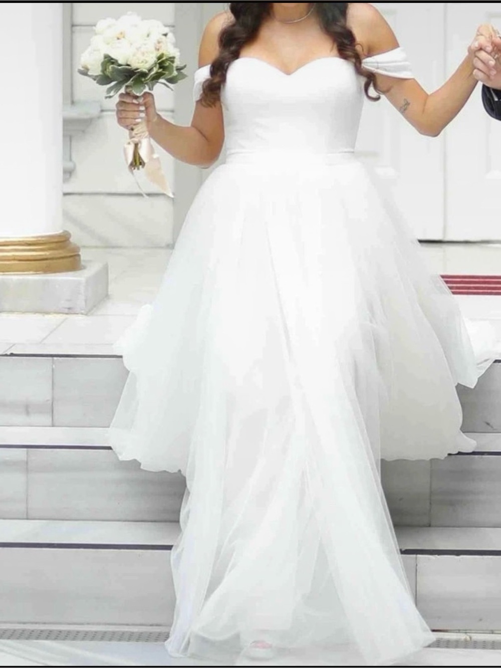 Off-Shoulder White Bridal Gown 2 Piece Pronovias